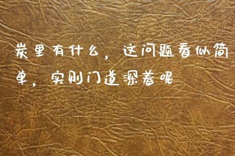 炭里有什么，这问题看似简单，实则门道深着呢_https://wap.jnbaishite.cn_期货资讯_第1张