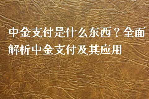 中金支付是什么东西？全面解析中金支付及其应用_https://wap.jnbaishite.cn_全球财富_第1张