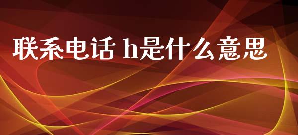 联系电话 h是什么意思_https://wap.jnbaishite.cn_全球财富_第1张