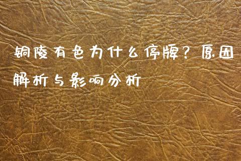 铜陵有色为什么停牌？原因解析与影响分析_https://wap.jnbaishite.cn_理财投资_第1张