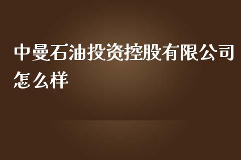 中曼石油投资控股有限公司怎么样_https://wap.jnbaishite.cn_金融资讯_第1张