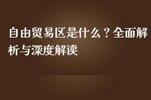 自由贸易区是什么？全面解析与深度解读_https://wap.jnbaishite.cn_全球财富_第1张