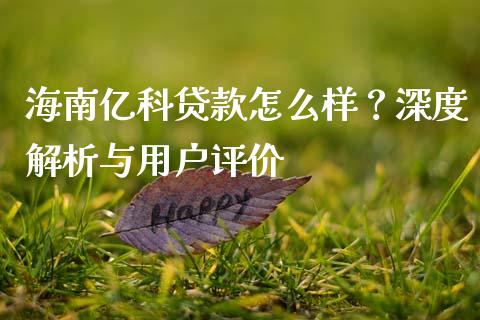海南亿科贷款怎么样？深度解析与用户评价_https://wap.jnbaishite.cn_期货资讯_第1张