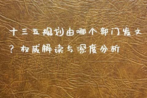 十三五规划由哪个部门发文？权威解读与深度分析_https://wap.jnbaishite.cn_期货资讯_第1张