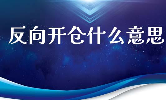 反向开仓什么意思_https://wap.jnbaishite.cn_期货资讯_第1张