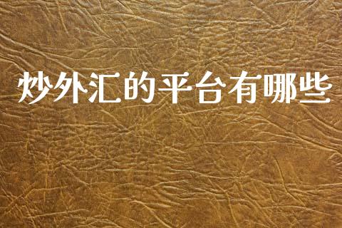 炒外汇的平台有哪些_https://wap.jnbaishite.cn_全球财富_第1张