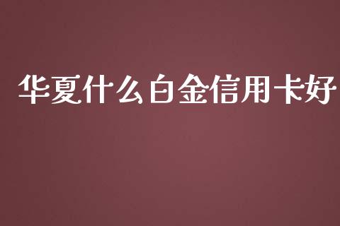 华夏什么白金信用卡好_https://wap.jnbaishite.cn_全球财富_第1张