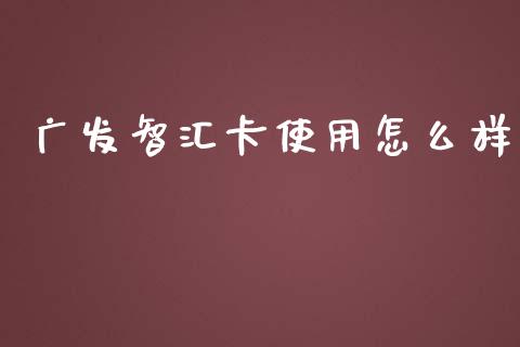 广发智汇卡使用怎么样_https://wap.jnbaishite.cn_期货资讯_第1张