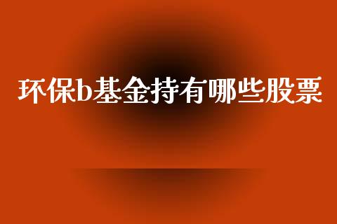 环保b基金持有哪些股票_https://wap.jnbaishite.cn_理财投资_第1张