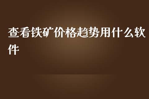 查看铁矿价格趋势用什么软件_https://wap.jnbaishite.cn_期货资讯_第1张