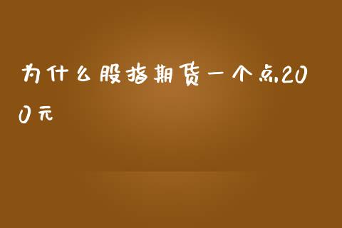 为什么股指期货一个点200元_https://wap.jnbaishite.cn_全球财富_第1张