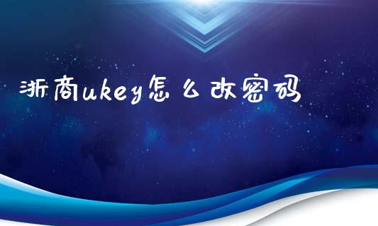 浙商ukey怎么改密码_https://wap.jnbaishite.cn_全球财富_第1张