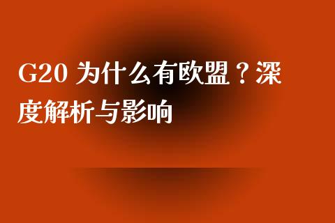 G20 为什么有欧盟？深度解析与影响_https://wap.jnbaishite.cn_理财投资_第1张