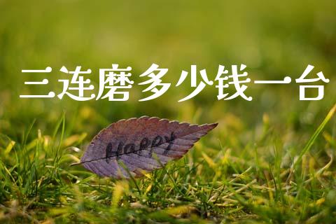 三连磨多少钱一台_https://wap.jnbaishite.cn_金融资讯_第1张