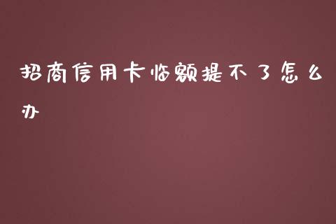 招商信用卡临额提不了怎么办_https://wap.jnbaishite.cn_期货资讯_第1张