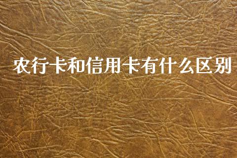 农行卡和信用卡有什么区别_https://wap.jnbaishite.cn_期货资讯_第1张