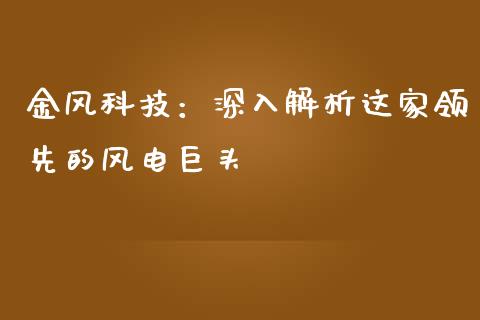 金风科技：深入解析这家领先的风电巨头_https://wap.jnbaishite.cn_金融资讯_第1张