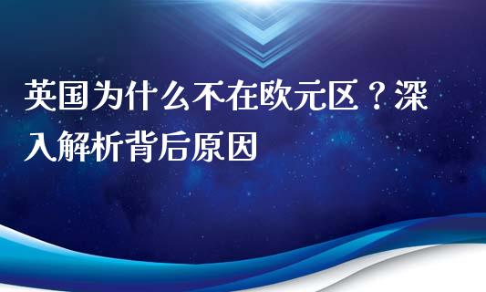 英国为什么不在欧元区？深入解析背后原因_https://wap.jnbaishite.cn_理财投资_第1张