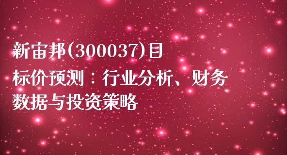 新宙邦(300037)目标价预测：行业分析、财务数据与投资策略_https://wap.jnbaishite.cn_期货资讯_第1张