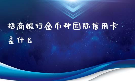 招商银行金币种国际信用卡是什么_https://wap.jnbaishite.cn_期货资讯_第1张