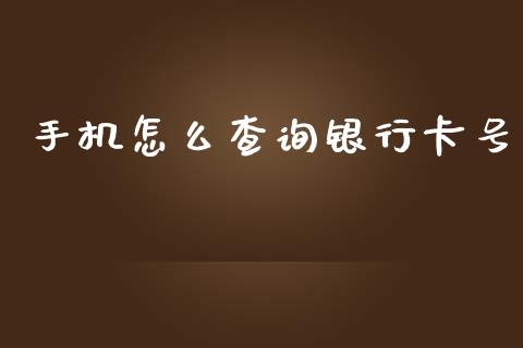 手机怎么查询银行卡号_https://wap.jnbaishite.cn_全球财富_第1张