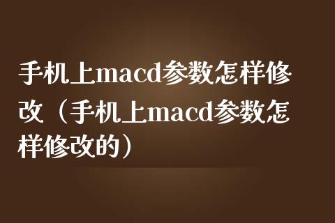 手机上macd参数怎样修改（手机上macd参数怎样修改的）_https://wap.jnbaishite.cn_期货资讯_第1张