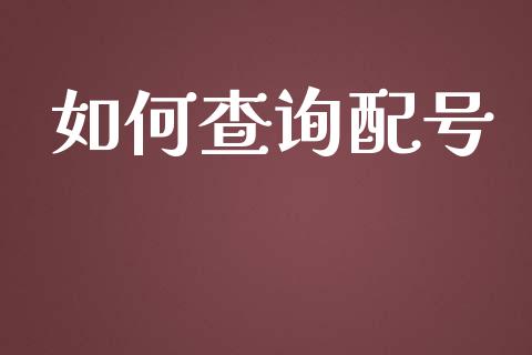 如何查询配号_https://wap.jnbaishite.cn_全球财富_第1张