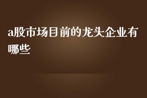 a股市场目前的龙头企业有哪些_https://wap.jnbaishite.cn_理财投资_第1张