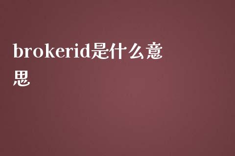brokerid是什么意思_https://wap.jnbaishite.cn_期货资讯_第1张