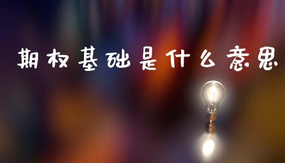 期权基础是什么意思_https://wap.jnbaishite.cn_期货资讯_第1张